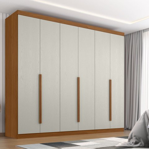 Guarda Roupa Casal New Monumental 6 Portas de Bater 4 Gavetas Marrom/Cinamomo/Areia