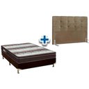 Ver imagem 1 de Cama Box Queen Crc + Colchão Ortopédico Light Ortobom + Cabeceira Clean Marrom