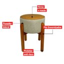 Ver imagem 5 de Kit 2 Puff Banqueta Redondo Zoe Corino Caramelo e Linho Bege Decorativo Base de Madeira - Arkell