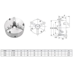Placa P/ Torno Universal Med. 160mm - 3 Castanhas F. Frontal - 4