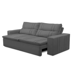 Sofá Retrátil e Reclinável 2 lugares com Molas 1,50m Ester Suede Cinza Adonai Estofados - 6