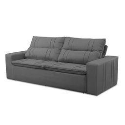 Sofá Retrátil e Reclinável 2 lugares com Molas 1,50m Ester Suede Cinza Adonai Estofados - 5