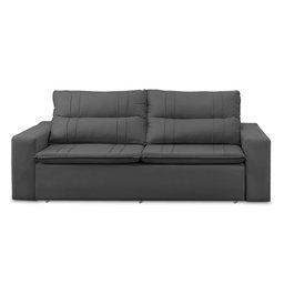 Sofá Retrátil e Reclinável 2 lugares com Molas 1,50m Ester Suede Cinza Adonai Estofados - 4