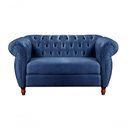 Ver imagem 1 de Sofá Nobreza 2 Lugares 153cm Azul Veludo Premium Bella Decor