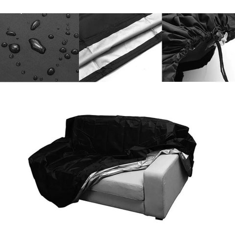 Capa Impermeável Compatível Sofá 190x100x80 Preto