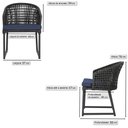 Ver imagem 2 de 2 Cadeira Noronha Aluminio Micro Pintura Preta, Tr. Telinha Corda Nautica Preta, Estofado - Azul