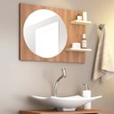 Ver imagem 1 de Espelheira para Banheiro Florença 45 X 60 Cm 2 Prateleiras Mdp Marrom Bege Clicklar