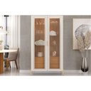 Ver imagem 3 de Cristaleira Sala Jantar Olivia C/ 2 Portas (2 C/ Vidro) 179x80cm Off White/freijó - Dj Móveis