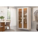 Ver imagem 1 de Cristaleira Sala Jantar Olivia C/ 2 Portas (2 C/ Vidro) 179x80cm Off White/freijó - Dj Móveis