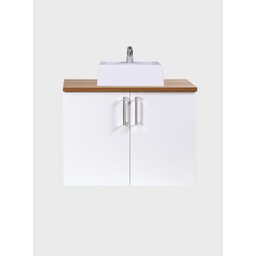 Gabinete para Banheiro com Cuba e Armario 80cm Mdf Freijo com Branco Paris - On Móveis - 12