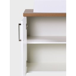 Gabinete para Banheiro com Cuba e Armario 80cm Mdf Freijo com Branco Paris - On Móveis - 2