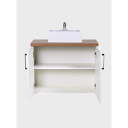 Gabinete para Banheiro com Cuba e Armario 80cm Mdf Freijo com Branco Paris - On Móveis - 15