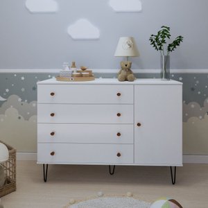 Cômoda Infantil 1 Porta 4 Gavetas Aurora