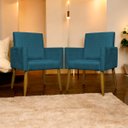 Ver imagem 2 de Kit 4 Poltronas Decorativas Mari Suede Pé Palito 30cm Castanho