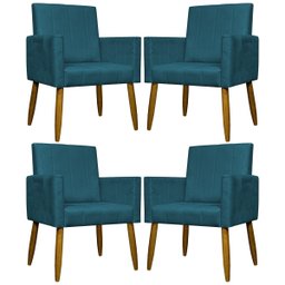 Kit 4 Poltronas Decorativas Mari Suede Pé Palito 30cm Castanho - 1