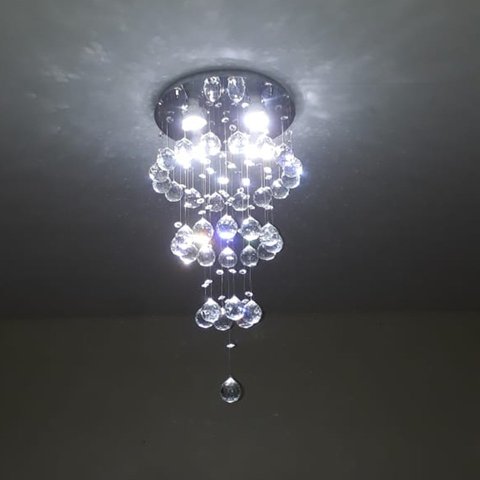 Lustre de Cristal Torre, Base de Inox 30cm de Diâmetro com 40cm de Altura, Para Sala de Jantar/Estar