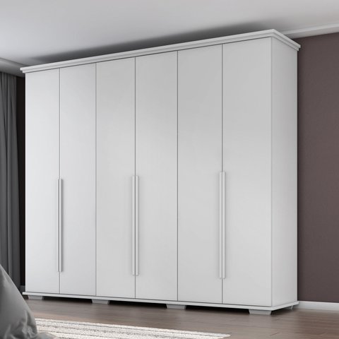 Guarda Roupa Casal Everet 6 Portas de Bater 5 Gavetas