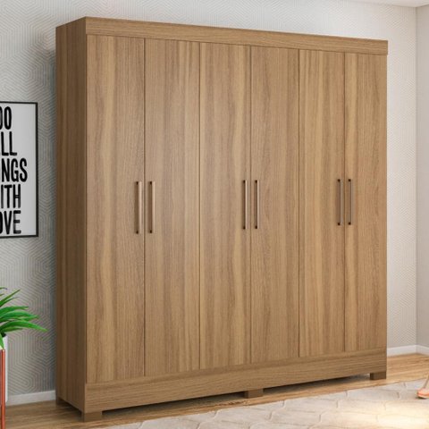 Guarda Roupa Casal 6 Portas e 3 Gavetas Prático - Amêndola Touch