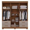 Ver imagem 2 de Guarda Roupas Casal Texas 6 Portas 4 Gavetas com Espelho Salleto Cinamomo/off White
