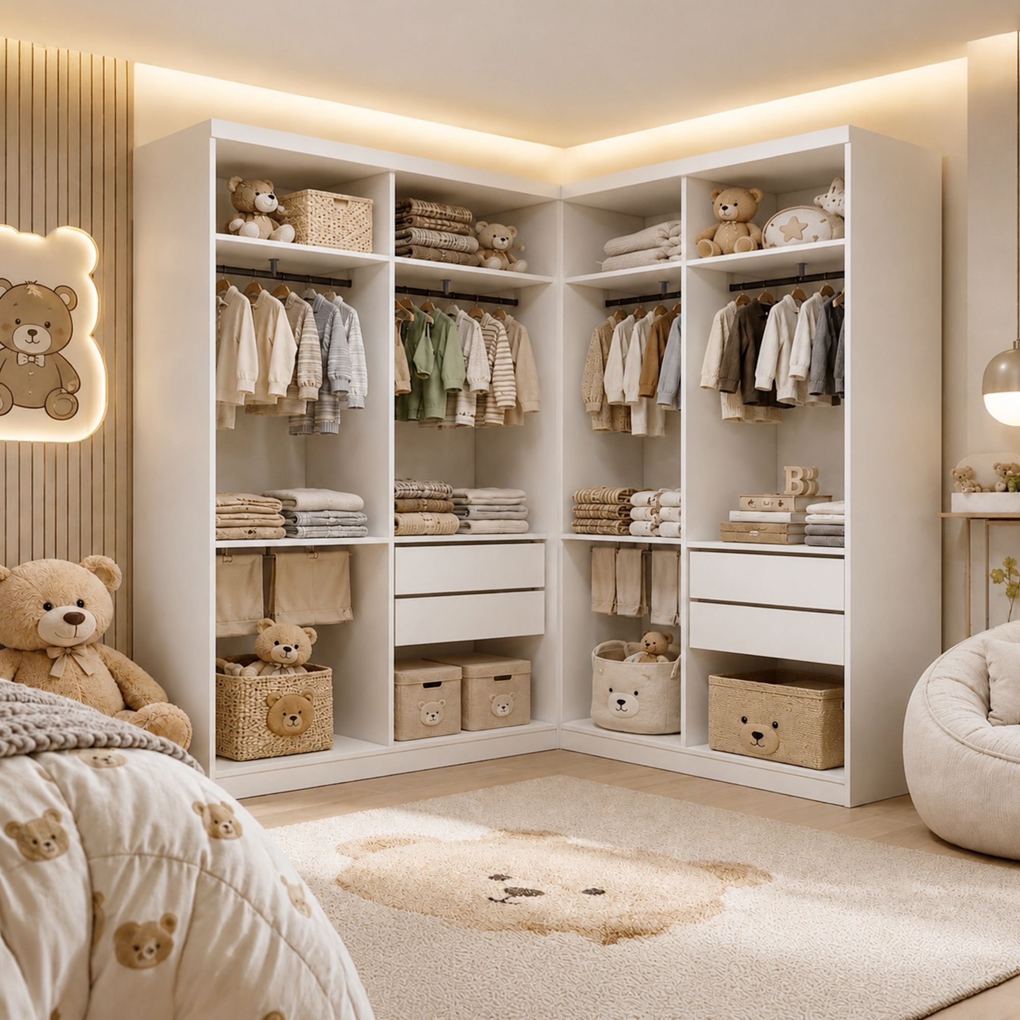 Closet Infantil sem Portas 4 Gavetas Seraphina Branco | MadeiraMadeira