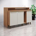 Ver imagem 1 de Kit Ilha Gourmet Balcão 3 Portas com Tampo Yasmin Expresso Móveis