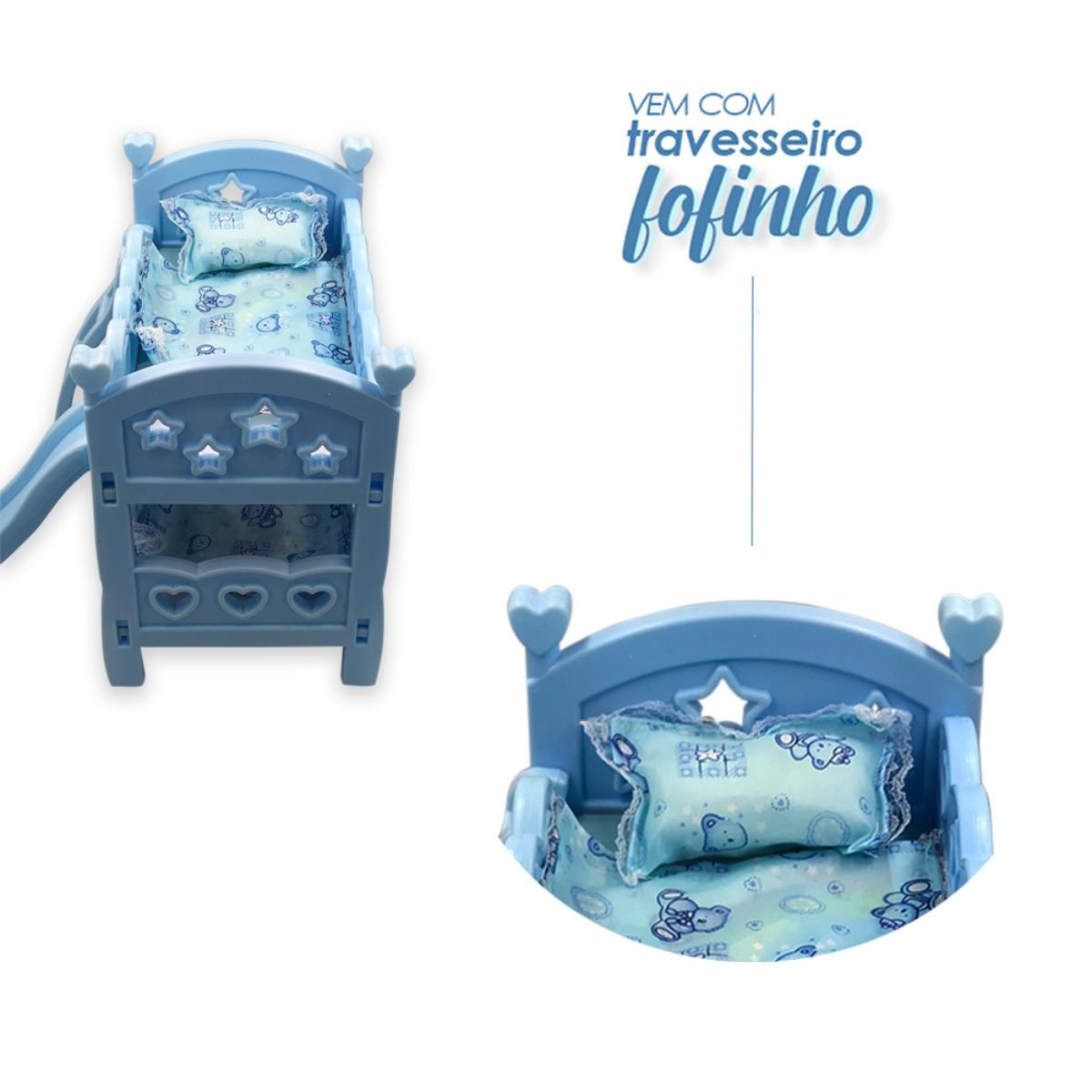 Brinquedo Berço com Escorregador - Modelo Beliche Cor:azul - 3