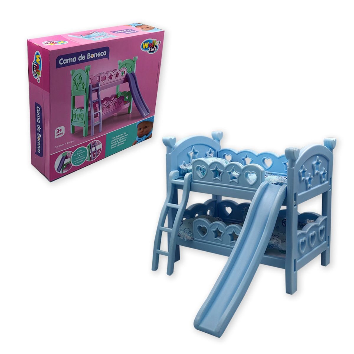 Brinquedo Berço com Escorregador - Modelo Beliche Cor:azul - 8