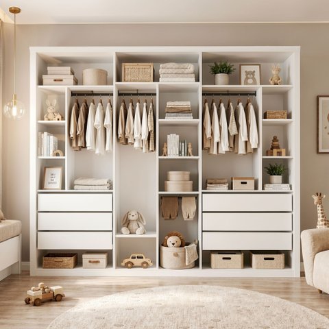 Módulo Closet Infantil sem Portas 6 Gavetas Amara Branco