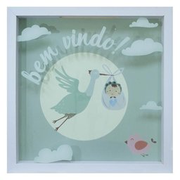 Quadro Com Vidro Porta Mensagens Celebração Bem-vindo 27x27cm Branco - 1