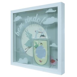 Quadro Com Vidro Porta Mensagens Celebração Bem-vindo 27x27cm Branco - 2