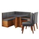 Ver imagem 2 de Conjunto Canto Alemão Baú com Mesa 90x90cm e 2 Cadeiras Scoth Mel e Cinza