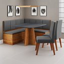 Ver imagem 1 de Conjunto Canto Alemão Baú com Mesa 90x90cm e 2 Cadeiras Scoth Mel e Cinza