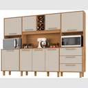 Ver imagem 2 de Kit de Armários para Cozinha MDP 8 Portas 3 Gavetas Apollo Marrom/Cinamomo/Areia