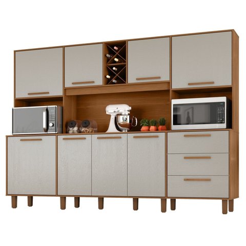 Kit de Armários para Cozinha Mdp 8 Portas 3 Gavetas Apollo