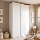 Ver imagem 1 de Guarda Roupa Infantil Premium Elara 138cm 2 Portas 2 Gavetas Minastex Branco