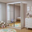 Ver imagem 1 de Guarda Roupa Infantil Premium Lumi 138cm com Espelho 2 Portas 2 Gavetas Minastex Branco