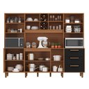 Ver imagem 4 de Kit de Armários para Cozinha MDP 8 Portas 3 Gavetas Apollo Marrom/Cinamomo/Preto Catedral