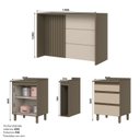 Ver imagem 2 de Kit Ilha Gourmet 2 Portas 3 Gavetas com Tampo Aurora Bege/Duna/Cristal
