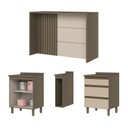 Ver imagem 3 de Kit Ilha Gourmet 2 Portas 3 Gavetas com Tampo Aurora Bege/Duna/Cristal
