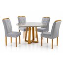 Ver imagem 1 de Conjunto Sala de Jantar Natalle 4 Lugares Mesa Redonda 1,0m e 4 Cadeiras Madeira Maciça Móveis Mundi