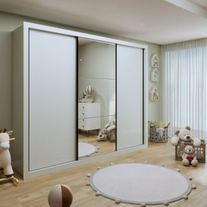 Guarda Roupa Infantil Premium Marcella 242cm com Espelho 3 Portas 6 Gavetas Minastex     
