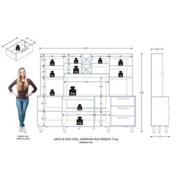 Kit de Armários para Cozinha Mdp 8 Portas 3 Gavetas Apollo - 3