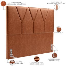 Cabeceira Cama Box Quenn 160 Cm Aurora W01 Couríssimo Camel - Lyam Decor - 4