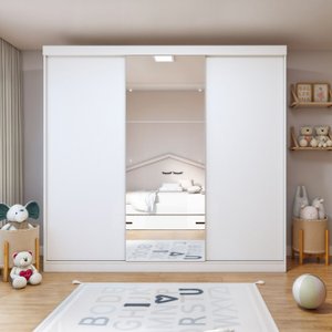 Guarda Roupa Infantil Premium Elô 205,9cm Elô com Espelho 3 Portas 4 Gavetas Minastex