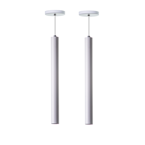Kit 2 Pendente Tubo Cilindro Alumínio 30cm: Cor Branca