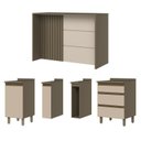 Ver imagem 4 de Kit Ilha Gourmet 2 Portas 3 Gavetas com Porta Condimentos Aurora Espresso Móveis Bege/Duna/Cristal