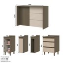 Ver imagem 3 de Kit Ilha Gourmet 2 Portas 3 Gavetas com Porta Condimentos Aurora Espresso Móveis Bege/Duna/Cristal