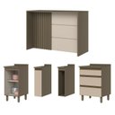 Ver imagem 2 de Kit Ilha Gourmet 2 Portas 3 Gavetas com Porta Condimentos Aurora Espresso Móveis Bege/Duna/Cristal