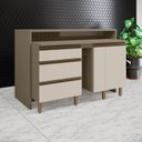 Ver imagem 1 de Kit Ilha Gourmet 2 Portas 3 Gavetas com Porta Condimentos Aurora Espresso Móveis Bege/Duna/Cristal