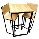 Ver imagem 4 de Conjunto Bistrô - 1 Mesa e 2 Banquetas - Ferro em Preto Eletrostático e Madeira Pinus na Tonalidade